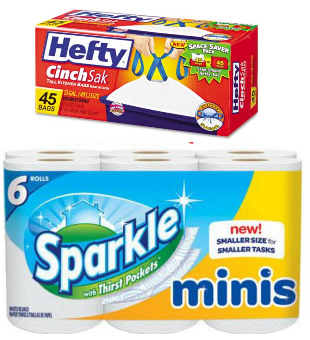 Dollar General Hefty Trash Bags 3.75 or Sparkle Mini Paper Towel ONLY