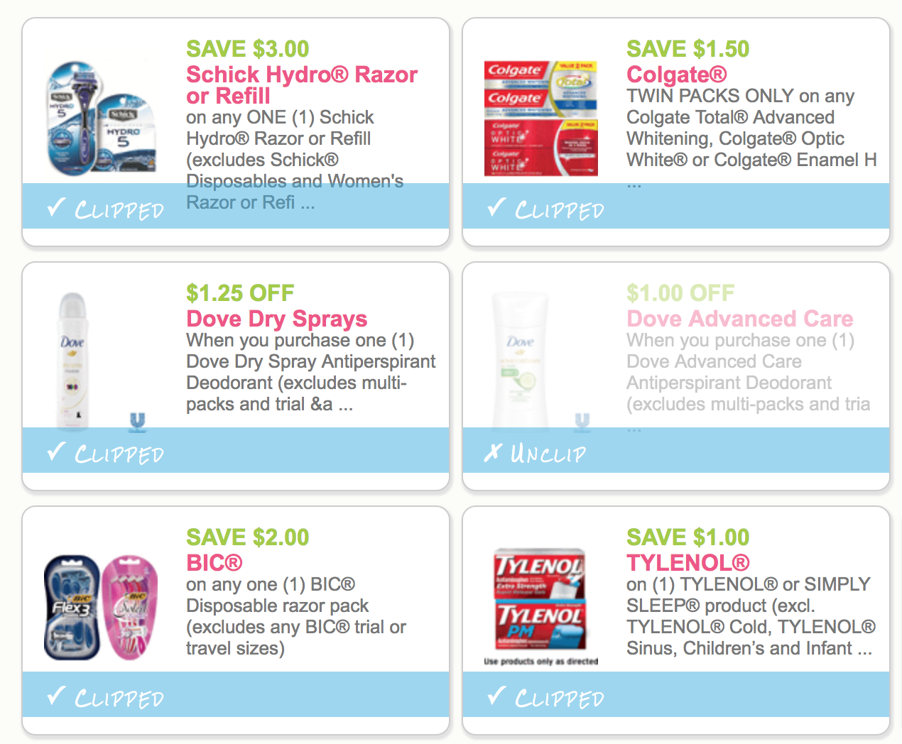 New Dove, Bic, Schick, Zyrtec, Gillette & Colgate, Coupons – PRINT NOW ...